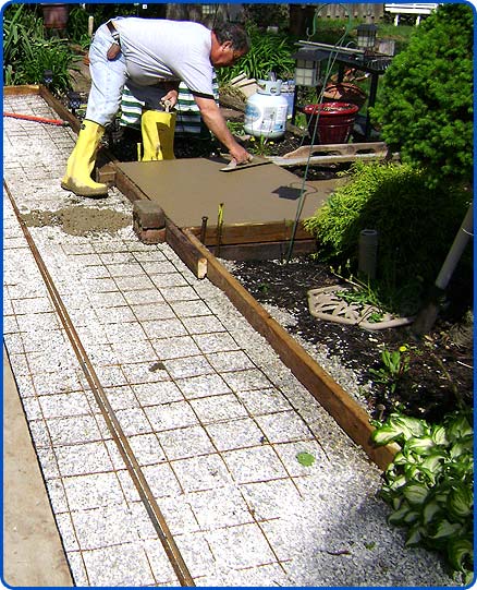 Pete working on fresh concrete