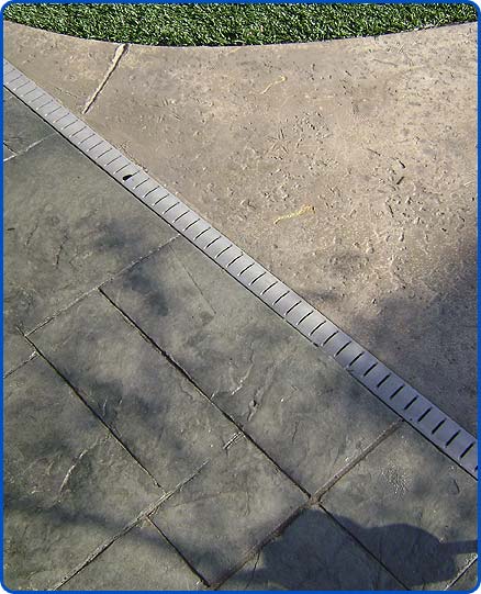 stamped concrete and drain